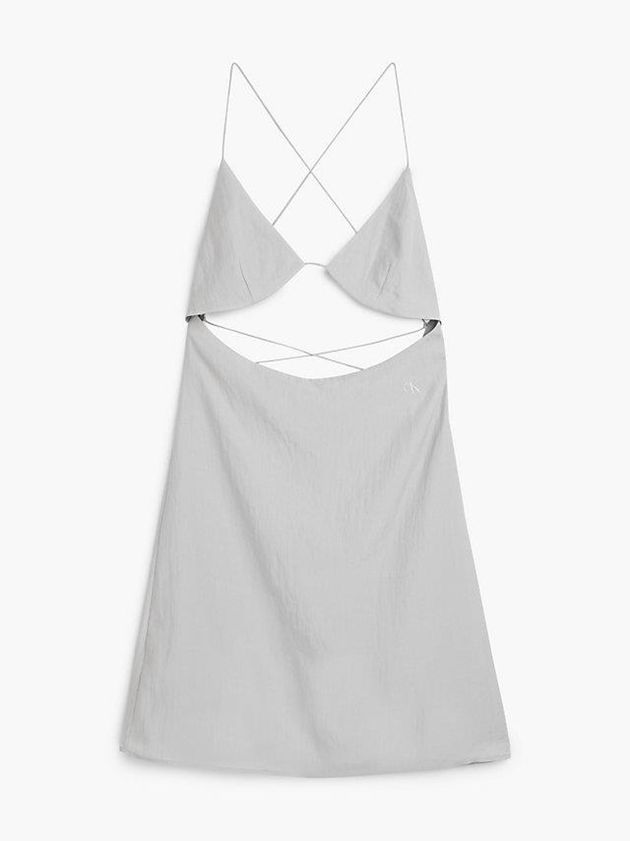 Grey Calvin Klein High Shine Cut Out Slip Women Dress | TKNE-56910