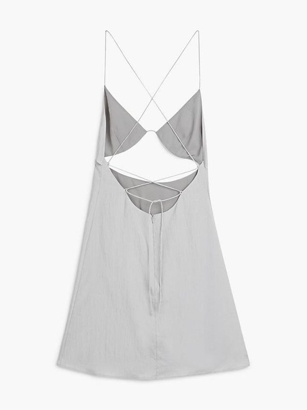 Grey Calvin Klein High Shine Cut Out Slip Women Dress | TKNE-56910
