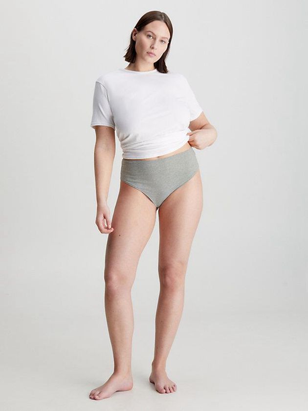 Grey Calvin Klein High Waisted - Flex Fit Women Thong | JEGO-15206