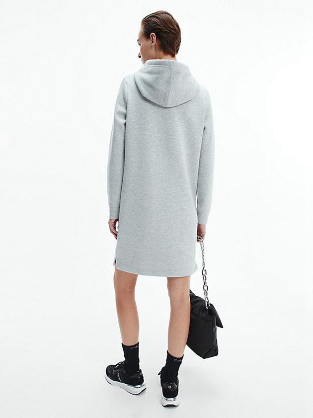 Grey Calvin Klein Hooded Sweatshirt Women Dress | IKVG-92654