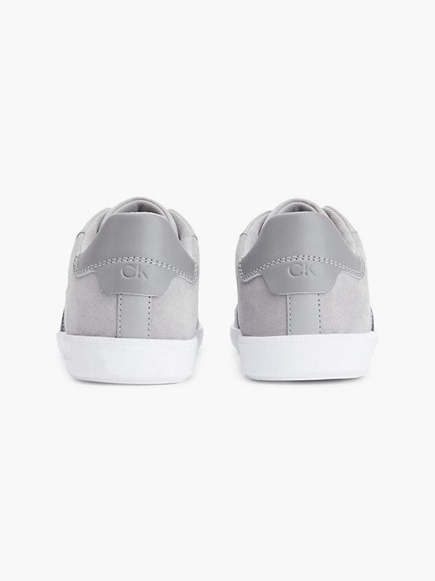 Grey Calvin Klein Leather And Recycled Nylon Men Sneakers | SJCK-71623