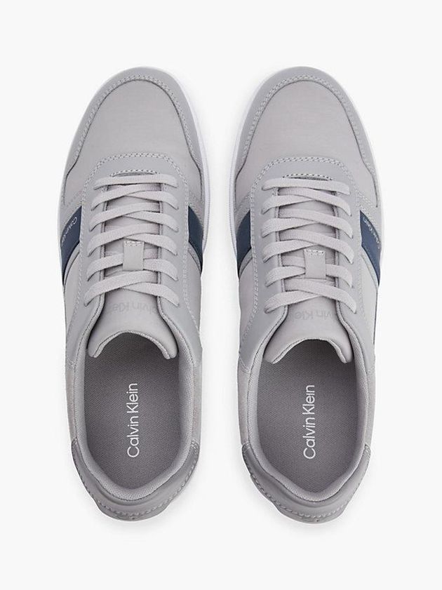 Grey Calvin Klein Leather And Recycled Nylon Men Sneakers | SJCK-71623