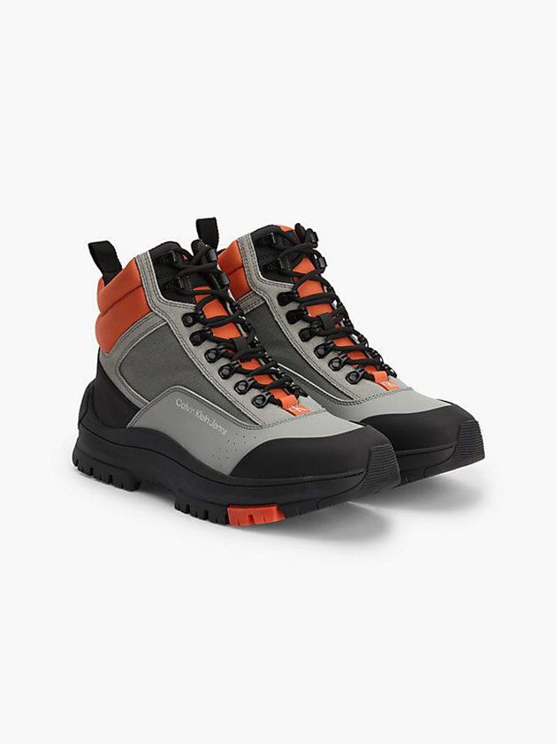 Grey Calvin Klein Leather Hybrid Men Boots | IYVS-07842