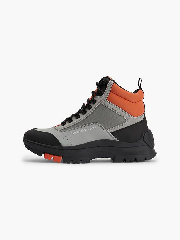 Grey Calvin Klein Leather Hybrid Men Boots | IYVS-07842