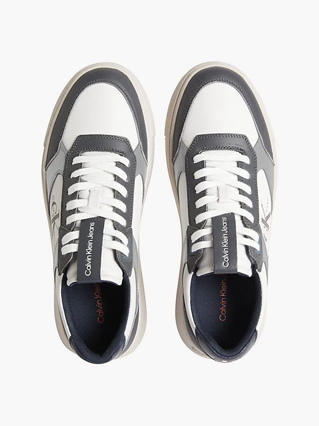 Grey Calvin Klein Leather Men Sneakers | PEAR-40132