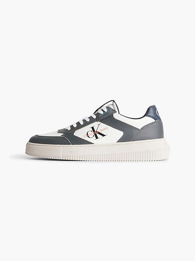Grey Calvin Klein Leather Men Sneakers | PEAR-40132