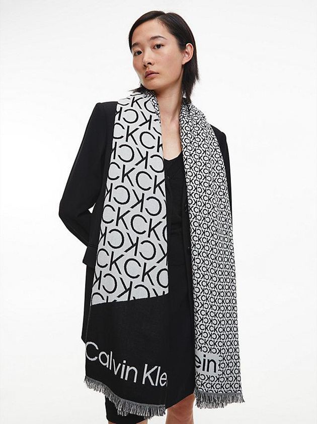 Grey Calvin Klein Logo Blanket Women Scarf | KENR-24910