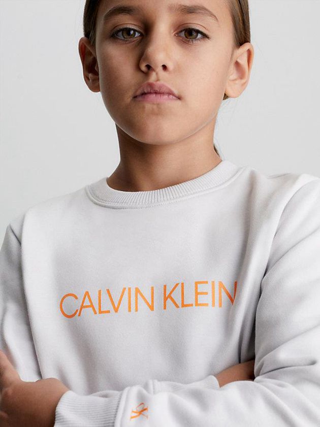Grey Calvin Klein Logo Boys's Sweatshirt | XCFI-41729