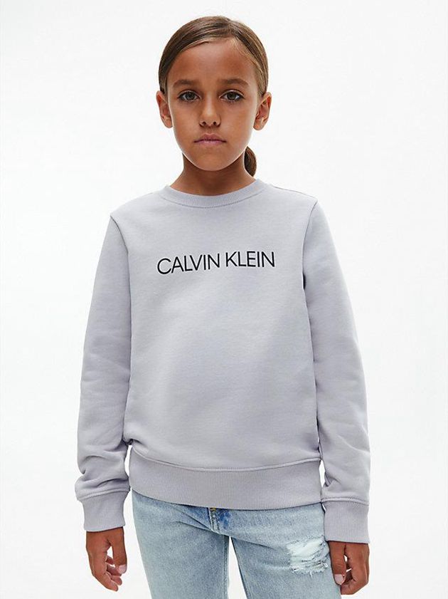 Grey Calvin Klein Logo Boys's Sweatshirt | KEUP-57461