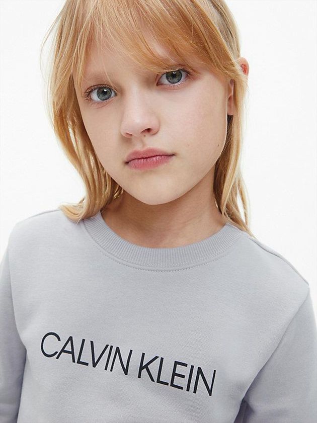 Grey Calvin Klein Logo Boys's Sweatshirt | KEUP-57461