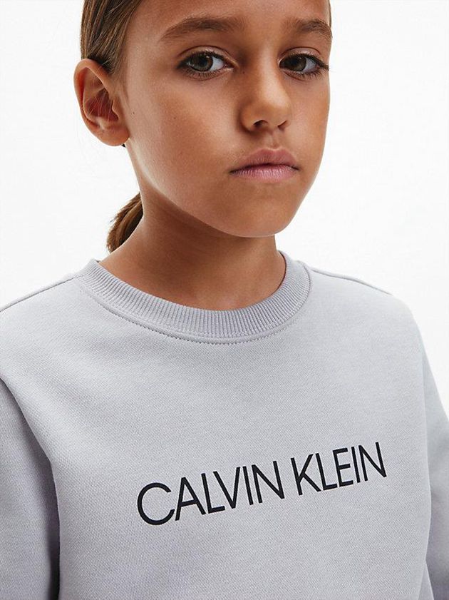 Grey Calvin Klein Logo Boys's Sweatshirt | KEUP-57461