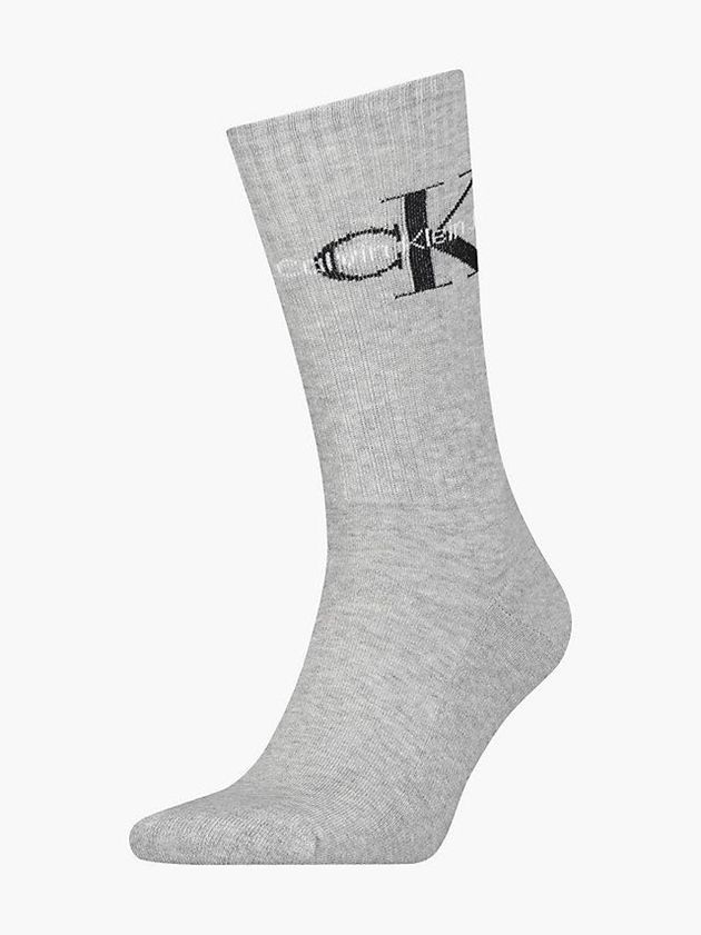Grey Calvin Klein Logo Crew Men Socks | AMWI-42930