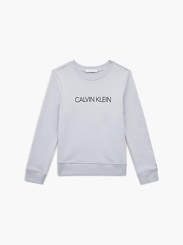 Grey Calvin Klein Logo Girls's Sweatshirt | DQYE-34867