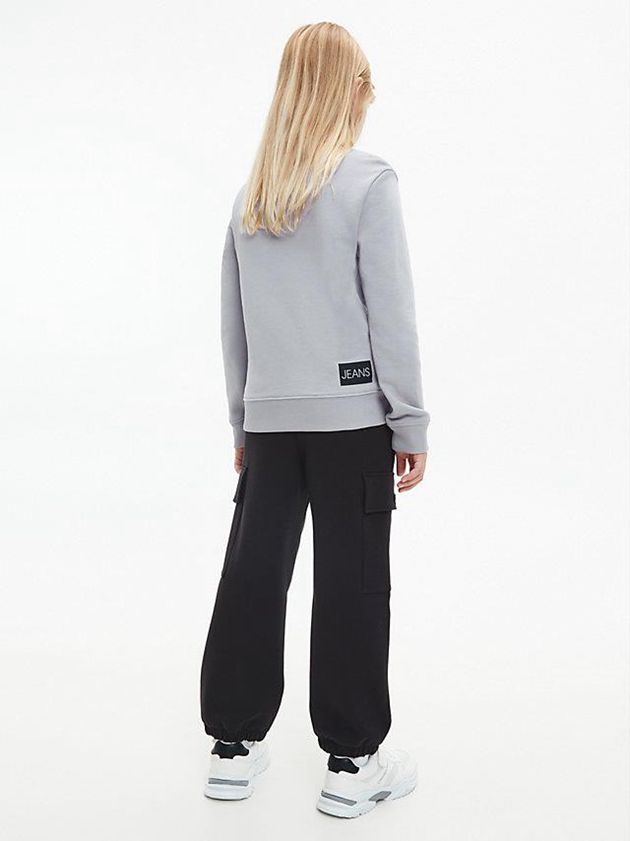 Grey Calvin Klein Logo Girls's Sweatshirt | DQYE-34867