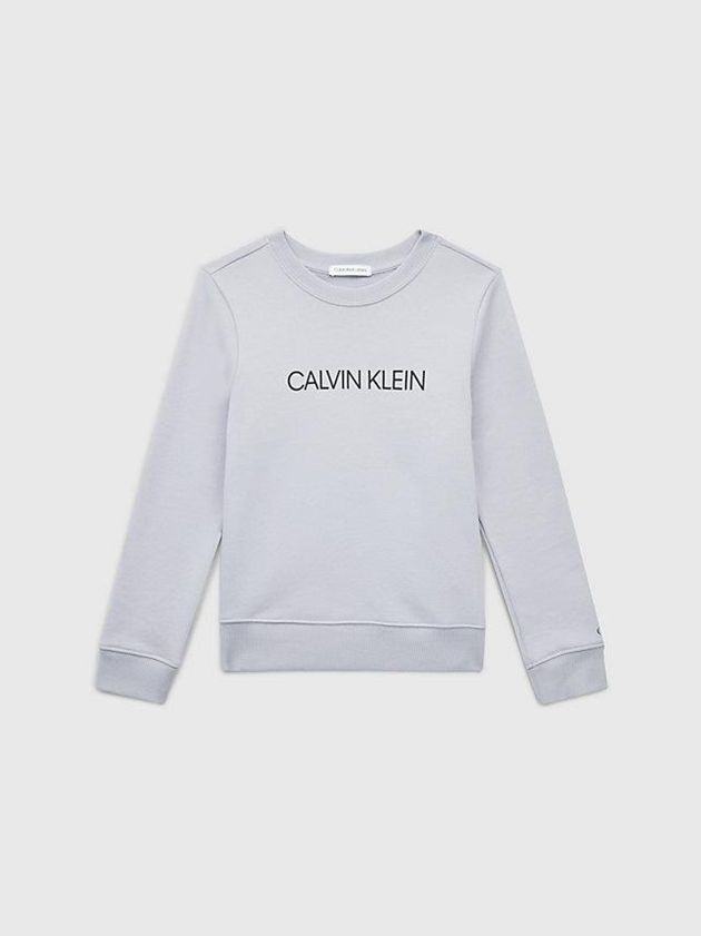 Grey Calvin Klein Logo Girls's Sweatshirt | DQYE-34867