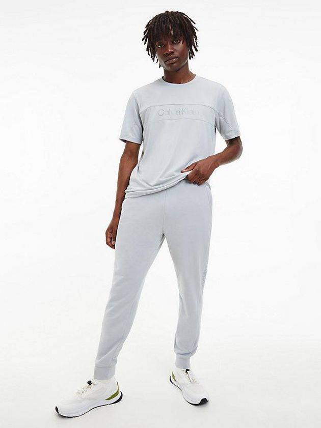 Grey Calvin Klein Logo Gym Men T-Shirt | EACB-02376