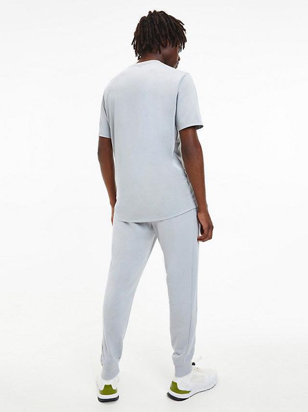 Grey Calvin Klein Logo Gym Men T-Shirt | EACB-02376