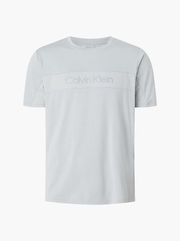 Grey Calvin Klein Logo Gym Men T-Shirt | EACB-02376