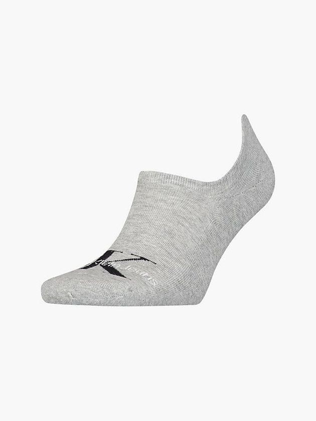 Grey Calvin Klein Logo Invisible Men Socks | PDGU-10459