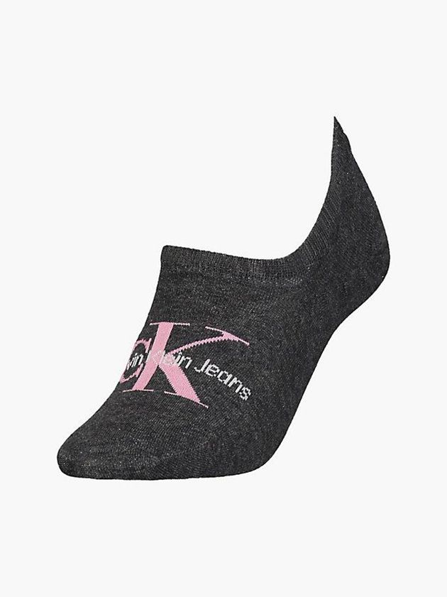 Grey Calvin Klein Logo Invisible Women Socks | PAWI-78149
