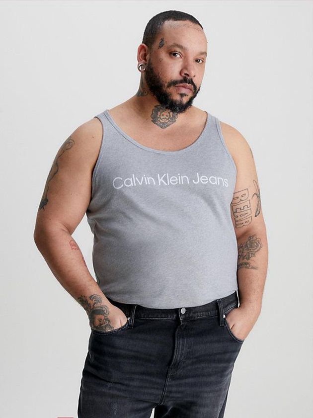 Grey Calvin Klein Logo Tank Men Top | NHKE-24730