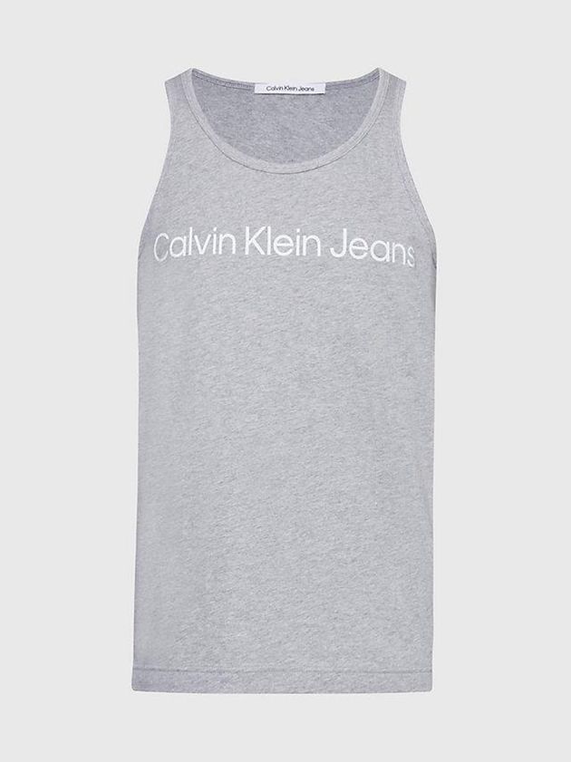 Grey Calvin Klein Logo Tank Men Top | NHKE-24730