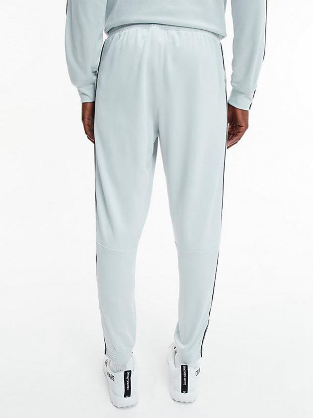 Grey Calvin Klein Logo Tape Fleece Men Joggers | GHMU-24956