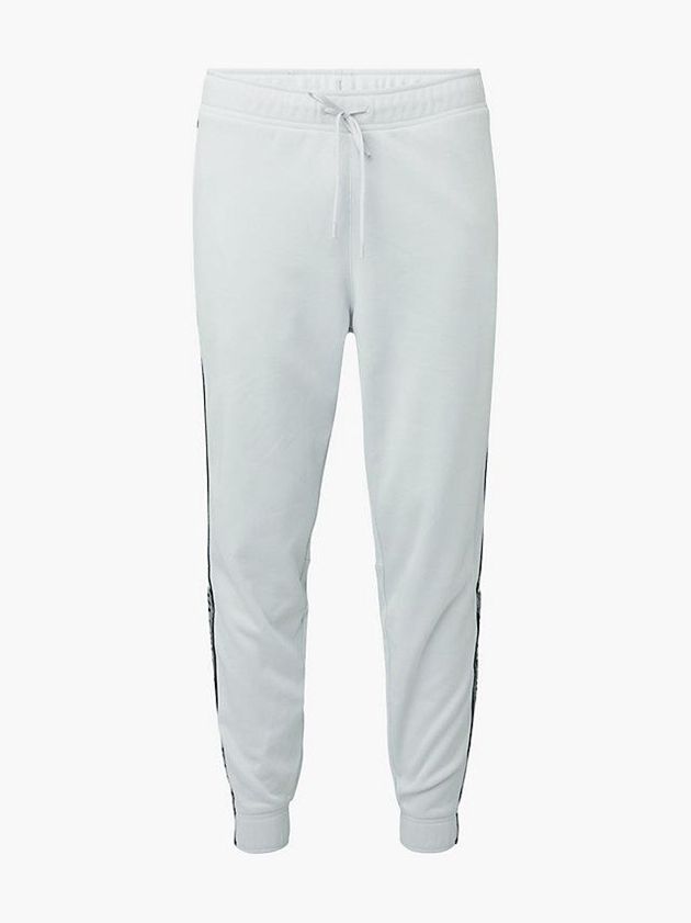 Grey Calvin Klein Logo Tape Fleece Men Joggers | GHMU-24956