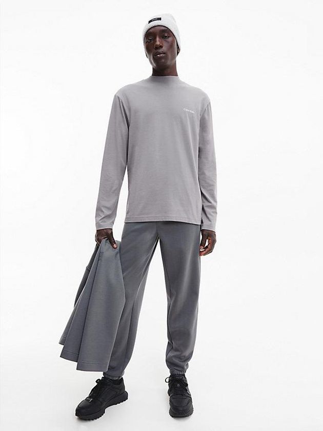 Grey Calvin Klein Long Sleeve Mock Neck Men Top | SGBX-71243