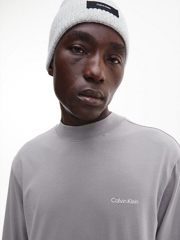 Grey Calvin Klein Long Sleeve Mock Neck Men Top | SGBX-71243