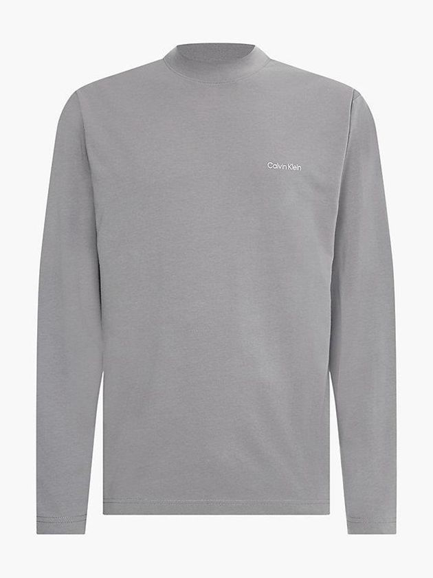 Grey Calvin Klein Long Sleeve Mock Neck Men Top | SGBX-71243