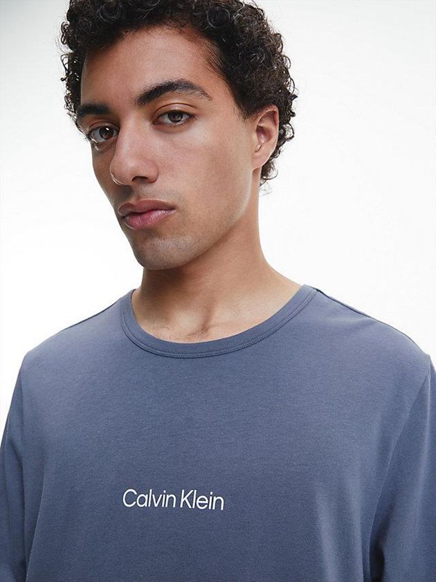 Grey Calvin Klein Lounge Long-Sleeve - Modern Structure Men T-Shirt | COAM-26089