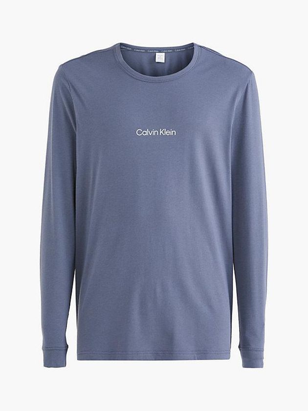 Grey Calvin Klein Lounge Long-Sleeve - Modern Structure Men T-Shirt | COAM-26089