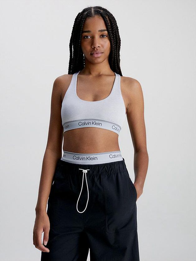 Grey Calvin Klein Medium Impact Sports Women Bra | KAWM-98261