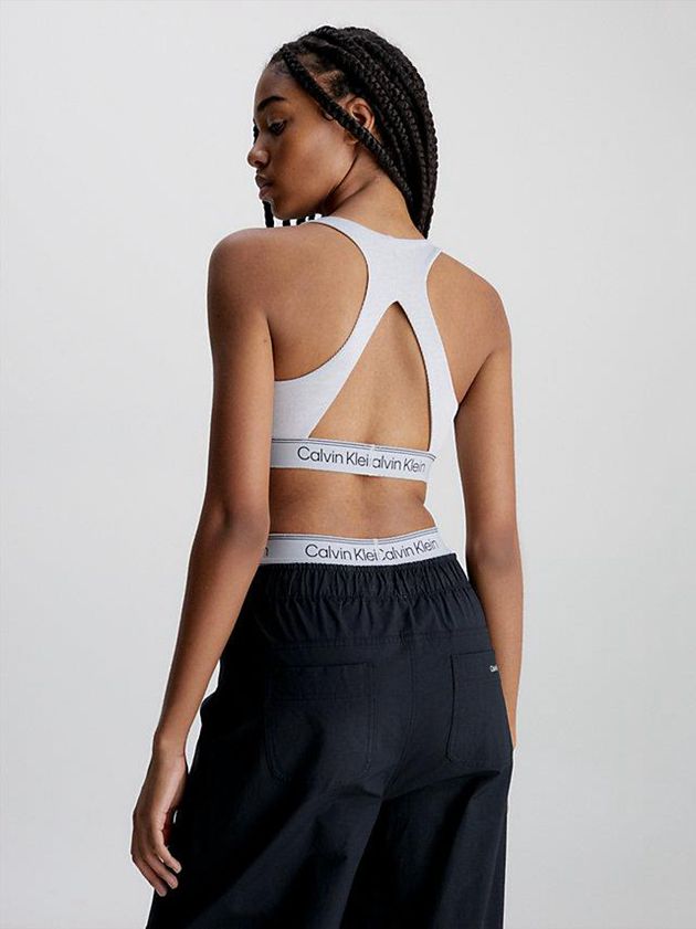Grey Calvin Klein Medium Impact Sports Women Bra | KAWM-98261