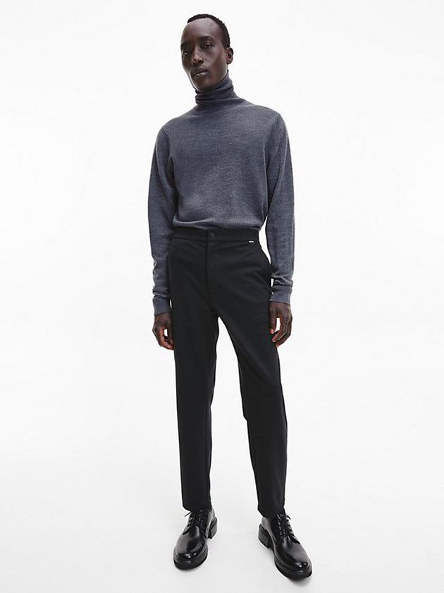 Grey Calvin Klein Merino Wool Roll Neck Jumper Men Sweater | KQAG-38041