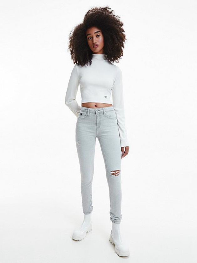 Grey Calvin Klein Mid Rise Skinny Women Jeans | PJRB-69415