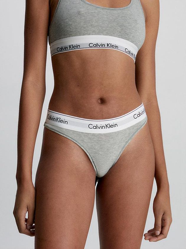 Grey Calvin Klein Modern Cotton Women Thong | RANW-05372