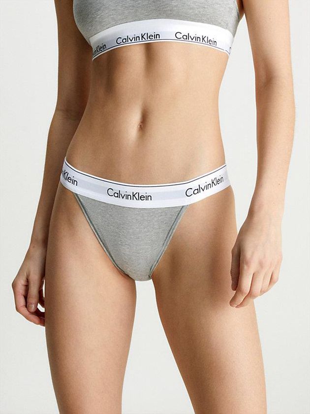 Grey Calvin Klein Modern Cotton Women Thong | XFSE-59804