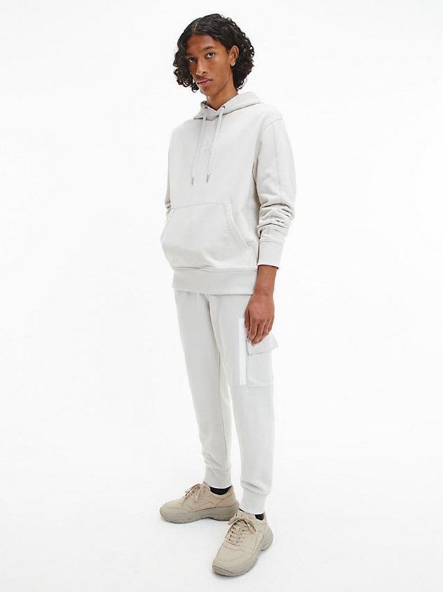 Grey Calvin Klein Monogram Men Hoodie | SNPO-82417