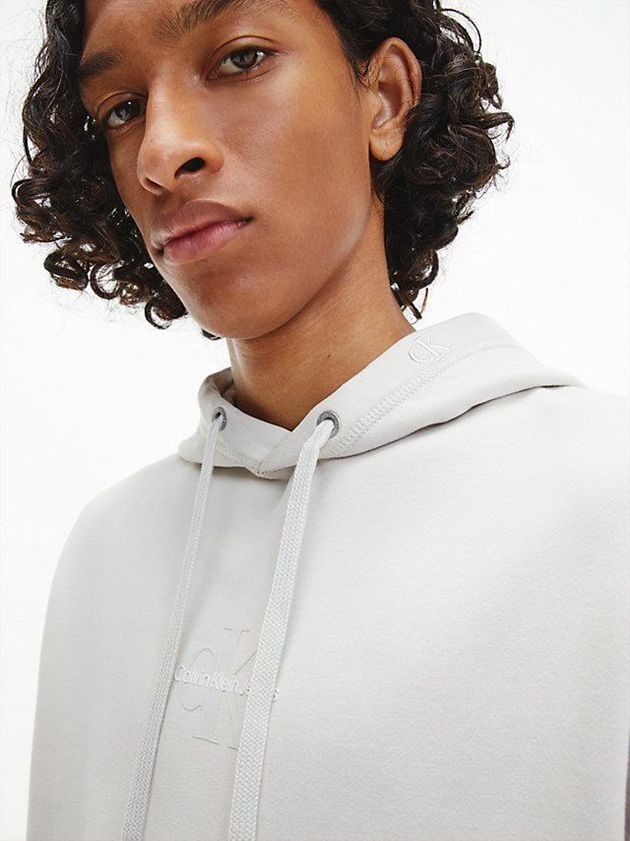 Grey Calvin Klein Monogram Men Hoodie | SNPO-82417