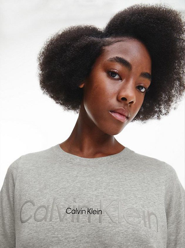 Grey Calvin Klein Night Shirt - Embossed Icon Women Top | ZYCJ-25683
