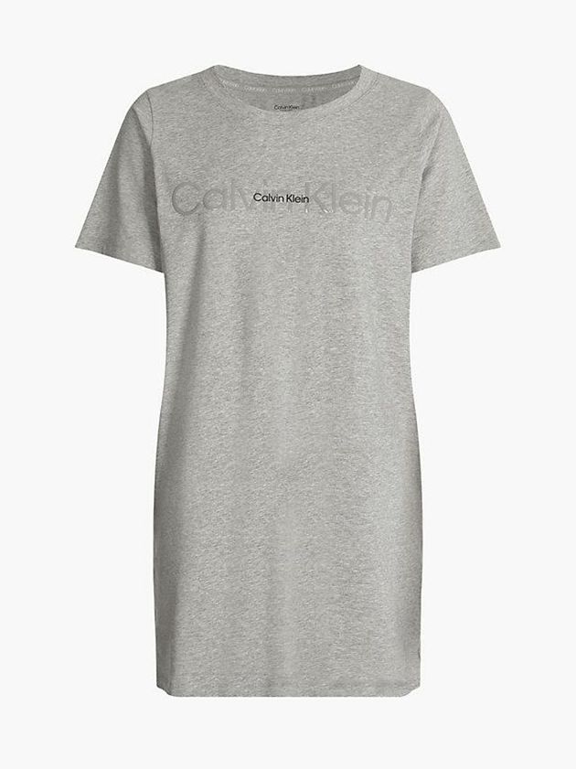 Grey Calvin Klein Night Shirt - Embossed Icon Women Top | ZYCJ-25683