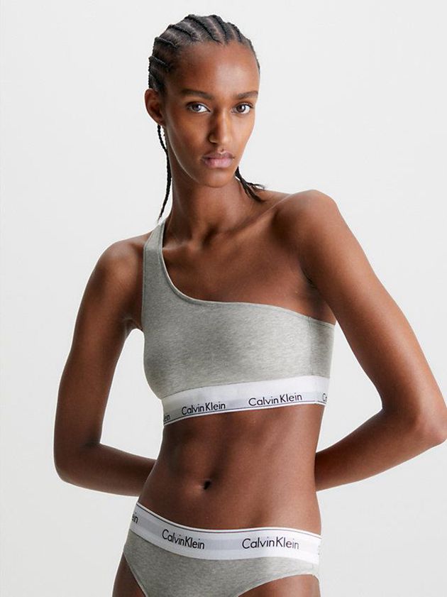 Grey Calvin Klein One Shoulder - Modern Cotton Women Bra | FUGW-41259