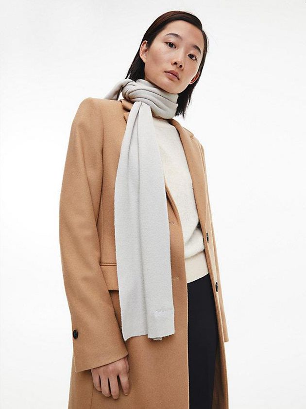 Grey Calvin Klein Organic Cotton Blend Women Scarf | NBJL-37915