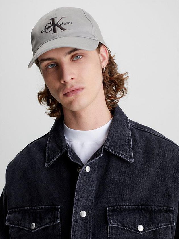 Grey Calvin Klein Organic Cotton Logo Men Cap | OTHM-73645