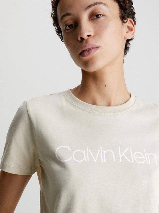 Grey Calvin Klein Organic Cotton Logo Women T-Shirt | UZNJ-79438
