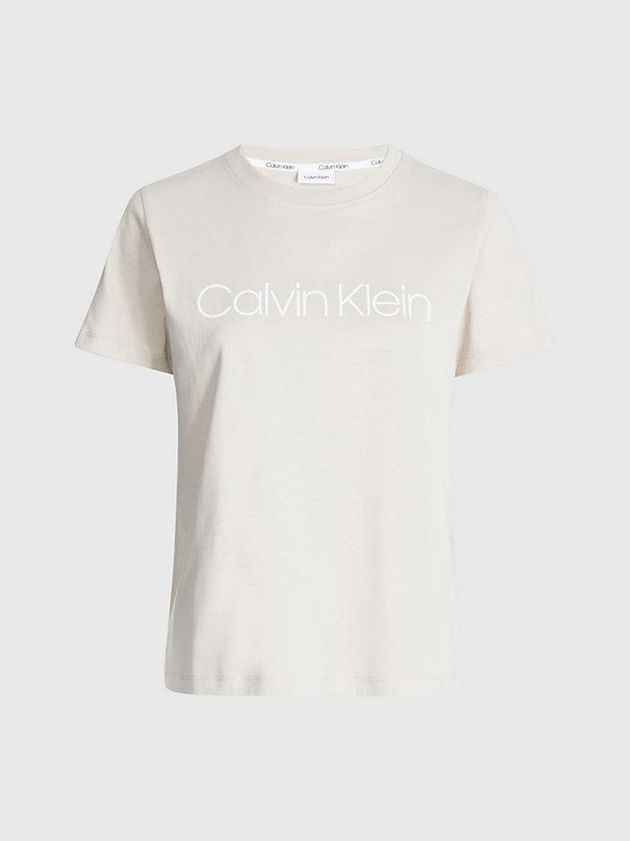 Grey Calvin Klein Organic Cotton Logo Women T-Shirt | UZNJ-79438