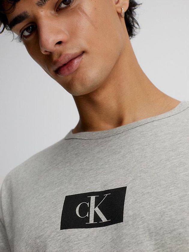Grey Calvin Klein Organic Cotton Lounge - Ck96 Men T-Shirt | BAJM-14658