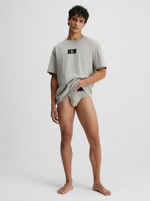 Grey Calvin Klein Organic Cotton Lounge - Ck96 Men T-Shirt | BAJM-14658